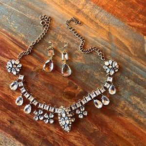 Jeweled collar and dangle glass earrings